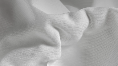 still of a 3d animated white fabric with wrinkles